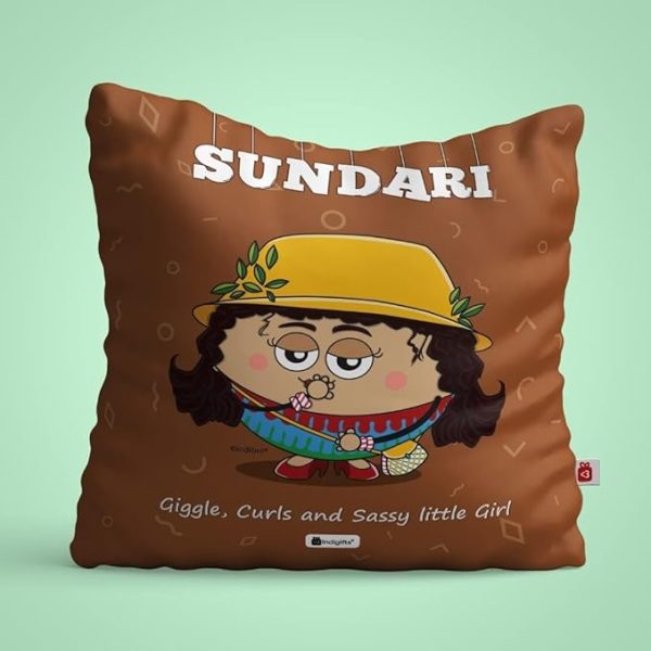 Indigifts Printed Cushion Cover with Filler | Sundari | Polysatin | 12x12 Inches | Comfortable Brown Cushions | Friends Cushion Pillow| Gift for Friends Birthday | Soft Decorative Pillows Cushions - Image 3