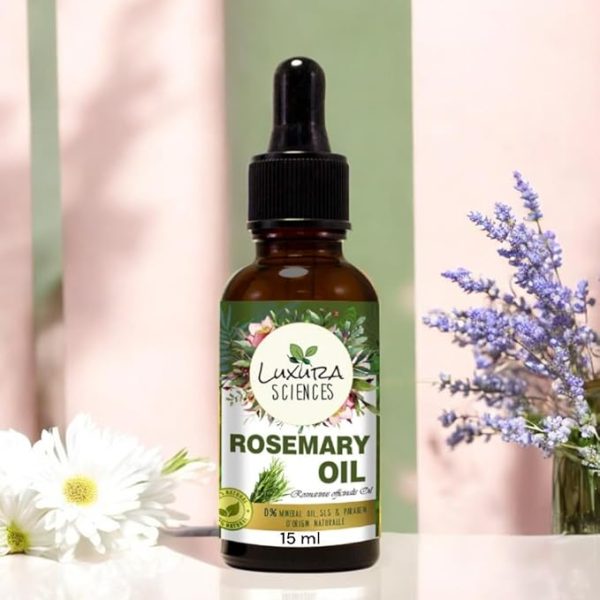 Luxura Sciences rosemary essential oil for hair growth skin care nail strengthening aromatherapy soothing scalp massage pure and natural therapeutic grade oil for relaxation wellness 15ml - Image 3