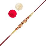 ACCESSHER Mens Gold Plated Elephant Shaped Stylish Quirky Rakhi for Beloved Brother Pack of 1 with Roli Kumkum Packets and Happy Rakshabandhan Card | Latest Rakhi for Brother