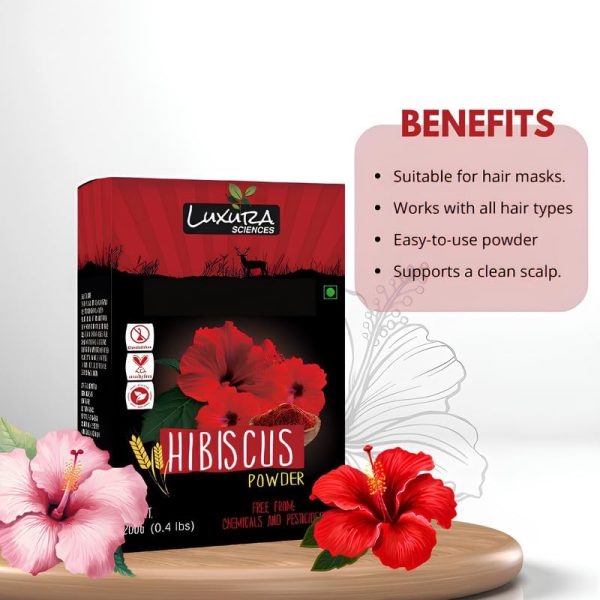 Luxura Sciences Hibiscus Powder For Hair Improvement 200 Grams, Hibiscus Flower Powder Natural. - Image 2