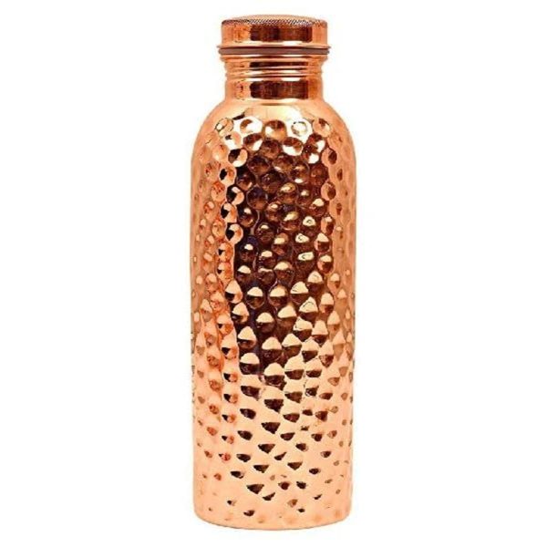 Swarg Kitchen 750 Ml Copper Water Bottle (100% Pure Copper Bottle) | Bpa Free Water Bottle With Anti Oxidant Properties Of Copper - Pack of 1| Hammered copper Bottle