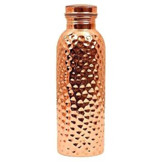 Swarg Kitchen 750 Ml Copper Water Bottle (100% Pure Copper Bottle) | Bpa Free Water Bottle With Anti Oxidant Properties Of Copper - Pack of 1| Hammered copper Bottle