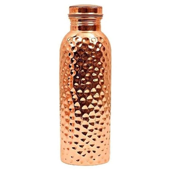 Swarg Kitchen 750 Ml Copper Water Bottle (100% Pure Copper Bottle) | Bpa Free Water Bottle With Anti Oxidant Properties Of Copper - Pack of 1| Hammered copper Bottle