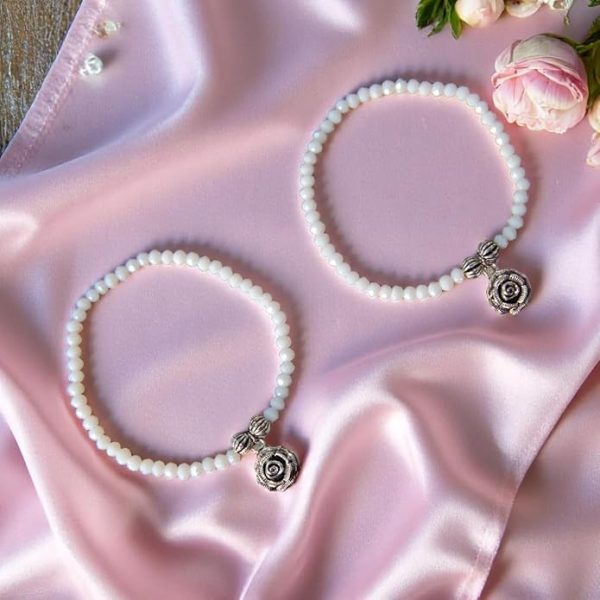ACCESSHER Silver Plated Anklet Set with Ghungroos | Oxidised Leaf- Design Payal/Legchain/Foot Jewellery | Modern & Traditional Accessories Gift for Women & Girls (Design 5) - Image 3