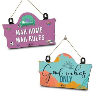 61h4gSGc97L._SX522_ Indigifts Wooden Mini Wall Hanging Set Décor - Decorative Hanging Collection (Set of 2)