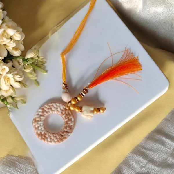 ACCESSHER Unisex Traditional Handcrafted Rakhi with Elephant Charm and Tassel for Beloved Bhabhi/Gifting with Roli Kumkum Packets & Happy Rakshabandhan Card - Image 2