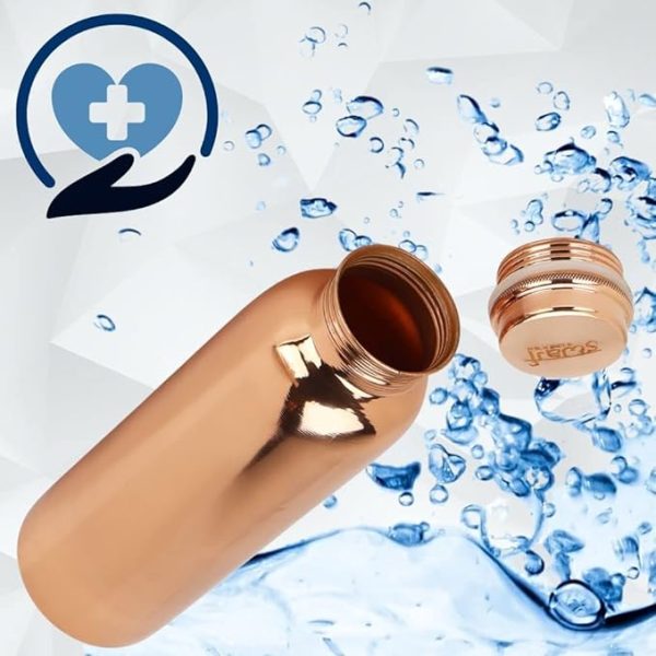 SWARG KITCHEN 950 Ml Copper Water Bottle (100% Pure Copper Bottle) | BPA Free Water Bottle with Anti Oxidant Properties of Copper - Pack of 1 Plain textured - Image 4