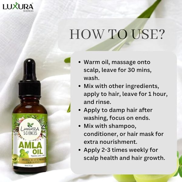 Luxura Sciences Organic Amla Oil - With Dropper 30ml - Image 5