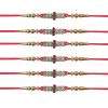ACCESSHER Rhinestone Studded Delicate Rakhi - Gift Set with Roli, Kumkum & Greeting Card (Pack of 6)