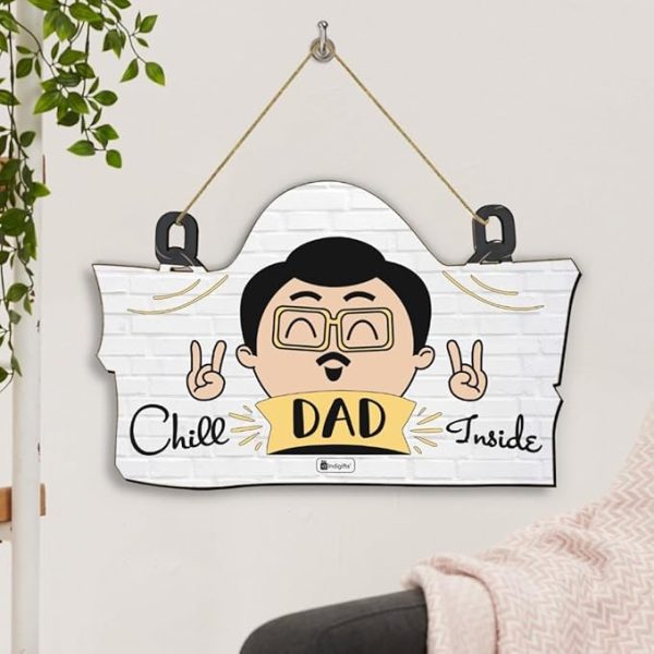 Indigifts Chill Dad Inside Wall Hanging 11.05x7 Inch- Wall Hanging Décor, Wall Hanging for Home Decoration, Birthday Gift for Cool Dad - Image 3
