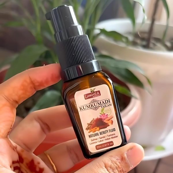 Luxura Sciences Kumkumadi Tailam 20 ML (Natural Beauty Fluid with Sandal, Saffron, Turmeric, Mulethi, Lotus Extracts and More.) | Radiant Skin Elegance - Image 5