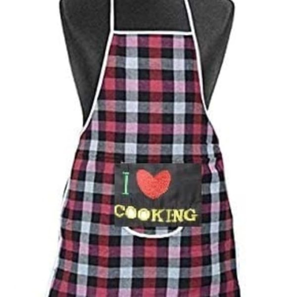 SWARG KITCHEN Unisex Waterproof Kitchen Apron For Men & Women - Stylish Check Design with Front Centre Pocket - Pack of 1 Apron - Enhanced Kitchen Protection - Image 5