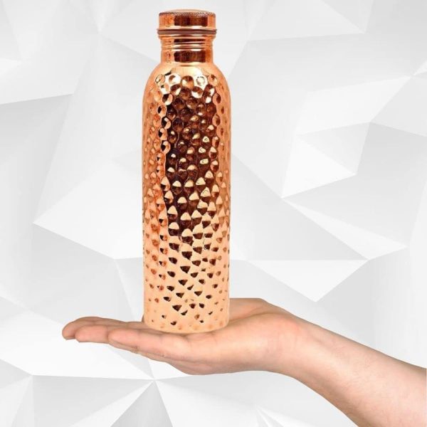 Swarg Kitchen 750 Ml Copper Water Bottle (100% Pure Copper Bottle) | Bpa Free Water Bottle With Anti Oxidant Properties Of Copper - Pack of 1| Hammered copper Bottle - Image 2