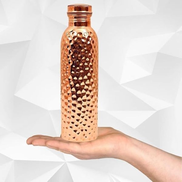 Swarg Kitchen 750 Ml Copper Water Bottle (100% Pure Copper Bottle) | Bpa Free Water Bottle With Anti Oxidant Properties Of Copper - Pack of 1| Hammered copper Bottle - Image 3
