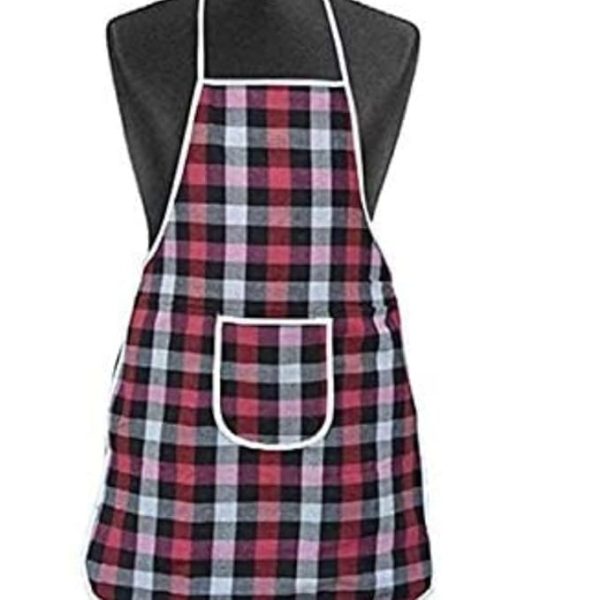 SWARG KITCHEN Unisex Waterproof Kitchen Apron For Men & Women - Stylish Check Design with Front Centre Pocket - Pack of 1 Apron - Enhanced Kitchen Protection
