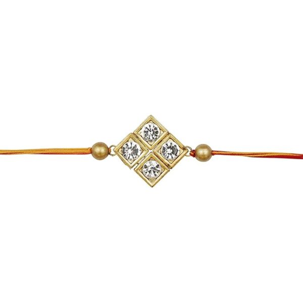 ACCESSHER Mens Traditional Gold Plated Elegant and Stylish Combo Rakhi for Beloved Brother Pack of 4 with Roli Kumkum Packets and Happy Rakshabandhan Card - Image 5