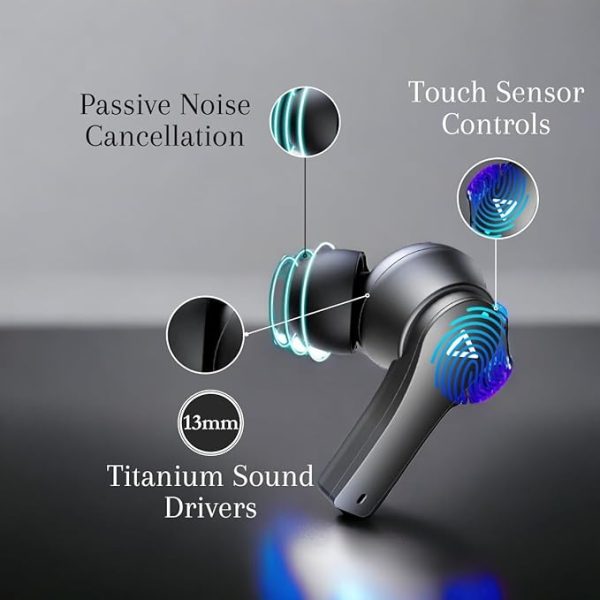 Hungama HiLife Newly Launched Bounce 301 HiLife Wireless in Earbuds with BT V5.1, Up to 60Hours Playback, IPX4 Water Resistance, with 1 Year Free Subscription of Hungama Music & Hungama Play, Black - Image 3