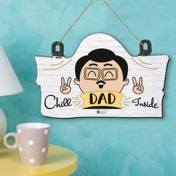 Indigifts Chill Dad Inside Wall Hanging 11.05x7 Inch- Wall Hanging Décor, Wall Hanging for Home Decoration, Birthday Gift for Cool Dad - Image 2