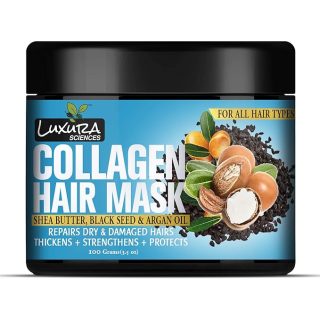 Luxura Sciences Collagen Hair Mask & After Shower Conditioner | Enriched with Black Seed Oil, Argan Oil & Shea Butter | Deep Nourishment & Hydration | 100g (Refreshing Peace)