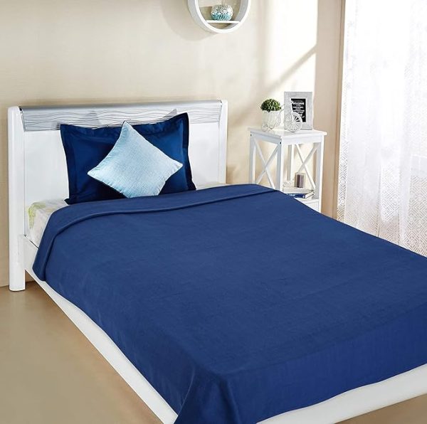 SWARG HOMES Polar Fleece Blanket Double Bed weight 600 Grams Blanket| All Season Ultra Soft & Light-Weight Travel Blanket | Home AC Blanket 90x90 inch, Blue - Image 3