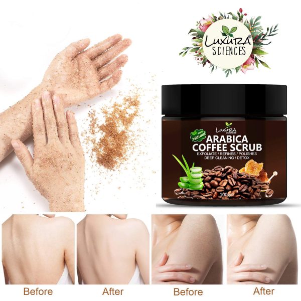 Luxura Sciences Natural Arabica Coffee Scrub For Face 100 Gram, Skin DETOX, EXFOLIATES POLISHES & REFINES | Face Perfection | Energize Your Skin | Face Scrub - Image 3