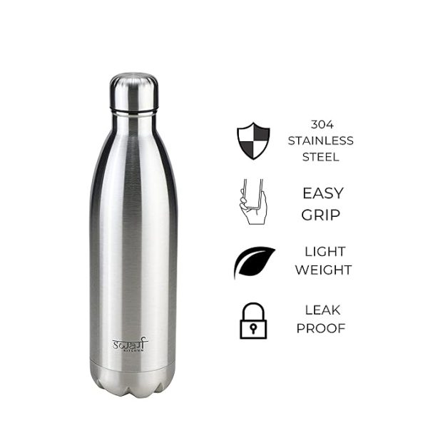 Swarg Kitchen 1000 Ml Thermosteel 24 Hours Hot and Cold Water Bottle 1 Litre | Leak Proof | Insulated Double Walled Office Water Bottle | Gym | Home | Kitchen | Hiking | Trekking | Travel Bottle - Image 3