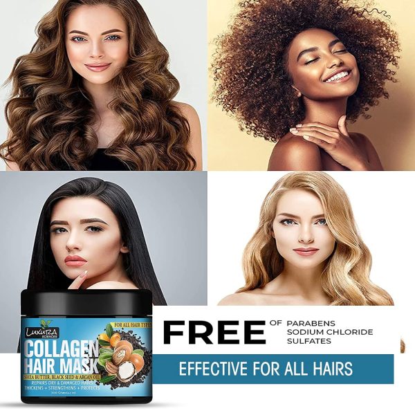 Luxura Sciences Collagen Hair Mask & After Shower Conditioner | Enriched with Black Seed Oil, Argan Oil & Shea Butter | Deep Nourishment & Hydration | 100g (Refreshing Peace) - Image 6