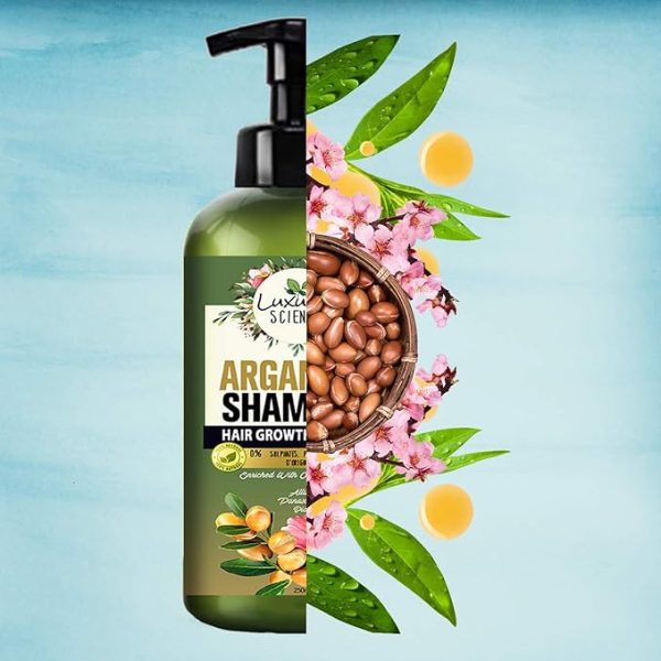 Luxura Sciences Argan Shampoo nourishing formula infused with argan oil sulfate free paraben free shampoo for dry damaged frizzy hair suitable for all hair types 300ml - Image 6