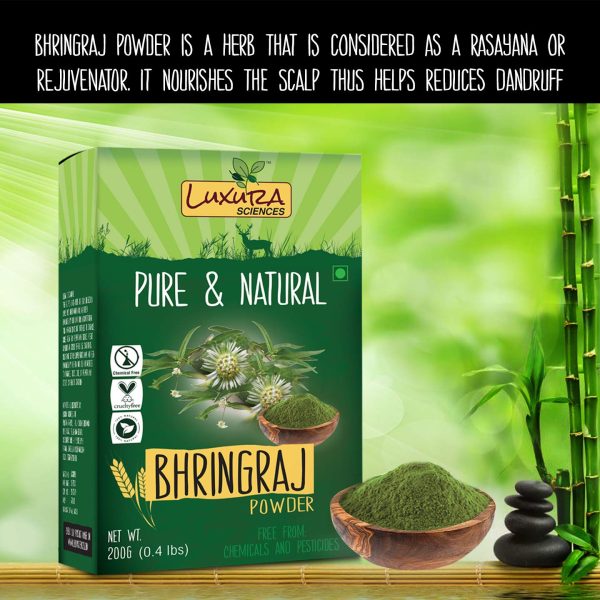 Luxura Sciences Natural Bhringraj Powder for Hair & Conditioning (200 Grams) | Nourishes & Strengthens Hair | Ideal for DIY Hair Masks & Treatments | Natural Care - Image 2