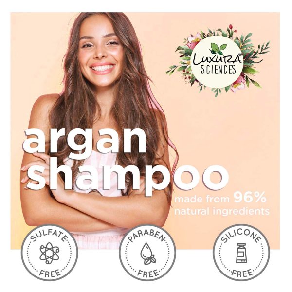 Luxura Sciences Argan Shampoo nourishing formula infused with argan oil sulfate free paraben free shampoo for dry damaged frizzy hair suitable for all hair types 300ml - Image 5