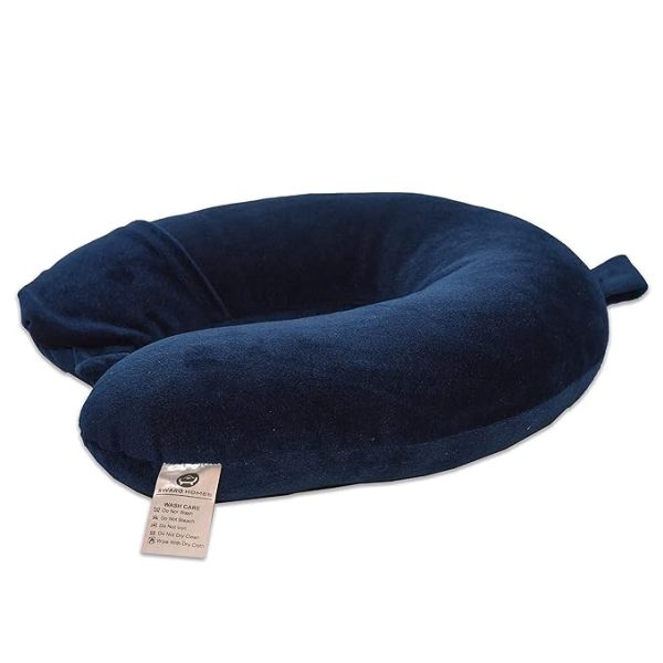 SWARG HOMES Super Comfy Premium Neck Pillow for Travel | Rest Cushion for Travel in Flight | Car | Train | Airplane | Relief Sleeping for Men and Women | Cervical Support | Comfort in Neck at Office and Home [Blue] - Image 3