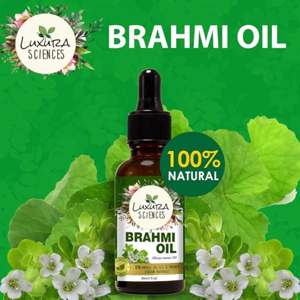 Luxura Sciences Organic Brahmi Oil For hair conditioning, dandruff and dry scalp | Herbal scalp treatment. 30 ML - Image 2
