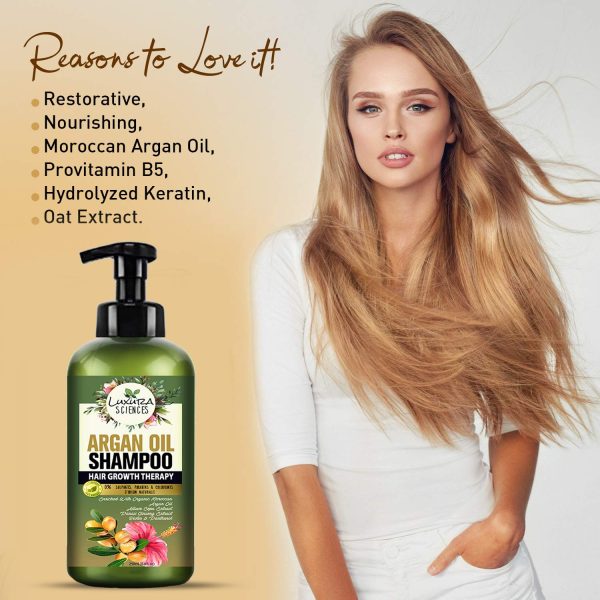 Luxura Sciences Argan Shampoo nourishing formula infused with argan oil sulfate free paraben free shampoo for dry damaged frizzy hair suitable for all hair types 300ml - Image 8