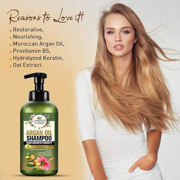 Luxura Sciences Argan Shampoo nourishing formula infused with argan oil sulfate free paraben free shampoo for dry damaged frizzy hair suitable for all hair types 300ml - Image 7