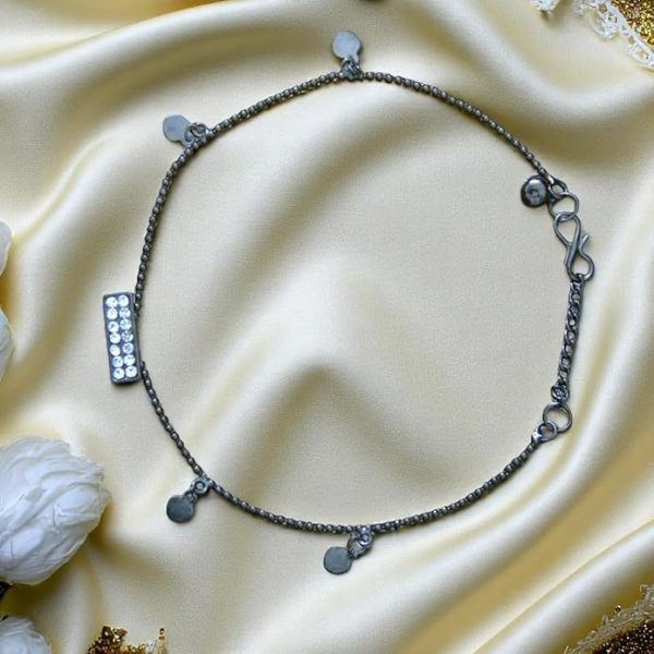 ACCESSHER Silver Plated Anklet Set with Ghungroos | Oxidised Leaf- Design Payal/Legchain/Foot Jewellery | Modern & Traditional Accessories Gift for Women & Girls (Design 8) - Image 3