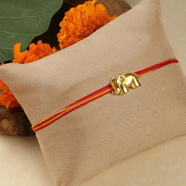 ACCESSHER Mens Traditional Gold Plated Elegant and Stylish Combo Rakhi for Beloved Brother Pack of 4 with Roli Kumkum Packets and Happy Rakshabandhan Card - Image 2
