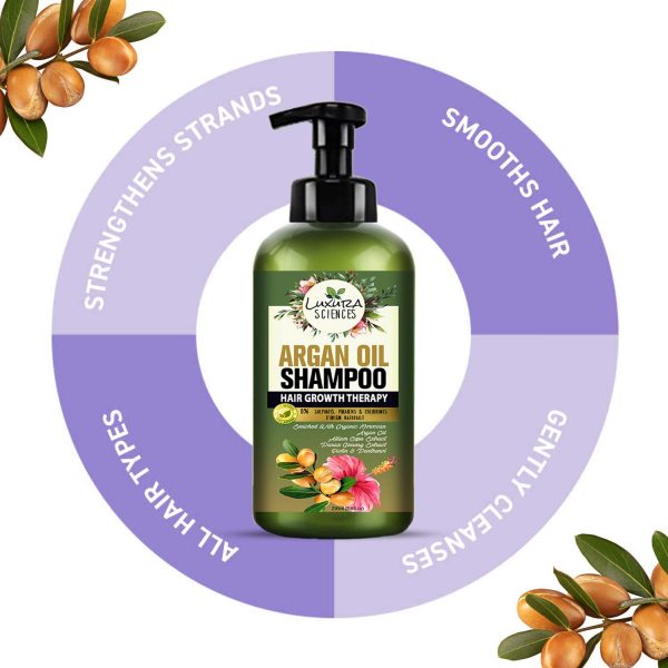 Luxura Sciences Argan Shampoo nourishing formula infused with argan oil sulfate free paraben free shampoo for dry damaged frizzy hair suitable for all hair types 300ml - Image 9