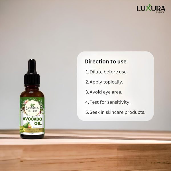 Luxura Sciences Avocado Oil - Deep Tissue Moisturizer for Hair Face & Skin - Rich in Retinol & Vitamin E to Reduce Wrinkles - Supports Skin Rejuvenation & Hair Growth (30 ML) - Image 4