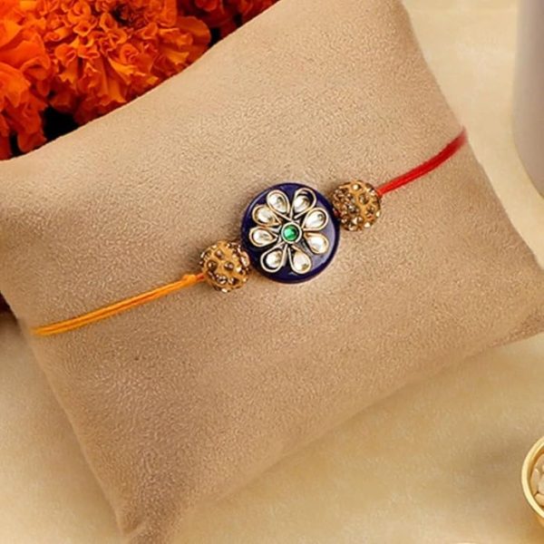 ACCESSHER Mens Traditional Gold Plated Elegant and Stylish Combo Rakhi for Beloved Brother Pack of 4 with Roli Kumkum Packets and Happy Rakshabandhan Card - Image 3