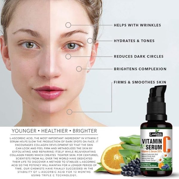 Luxura Sciences 20% Vitamin C Serum for Skin Glow and Anti Ageing |Effective Skin Brightening Vitamin C Serum|30 ml | Scar and Dark Spot Reduction | Healthy Glow - Image 3