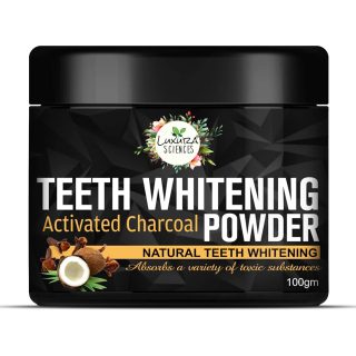 Luxura Sciences Carbon White Activated Charcoal Powder Teeth Whitening Powder with Clove, Mint Extracts. 100 Gms. Refreshing Anti-Inflammatory.