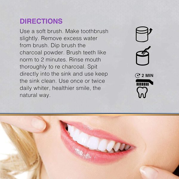 Luxura Sciences Carbon White Activated Charcoal Powder Teeth Whitening Powder with Clove, Mint Extracts. 100 Gms. Refreshing Anti-Inflammatory. - Image 5
