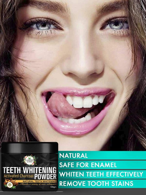 Luxura Sciences Carbon White Activated Charcoal Powder Teeth Whitening Powder with Clove, Mint Extracts. 100 Gms. Refreshing Anti-Inflammatory. - Image 3