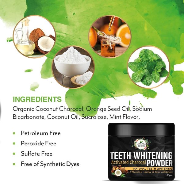 Luxura Sciences Carbon White Activated Charcoal Powder Teeth Whitening Powder with Clove, Mint Extracts. 100 Gms. Refreshing Anti-Inflammatory. - Image 4
