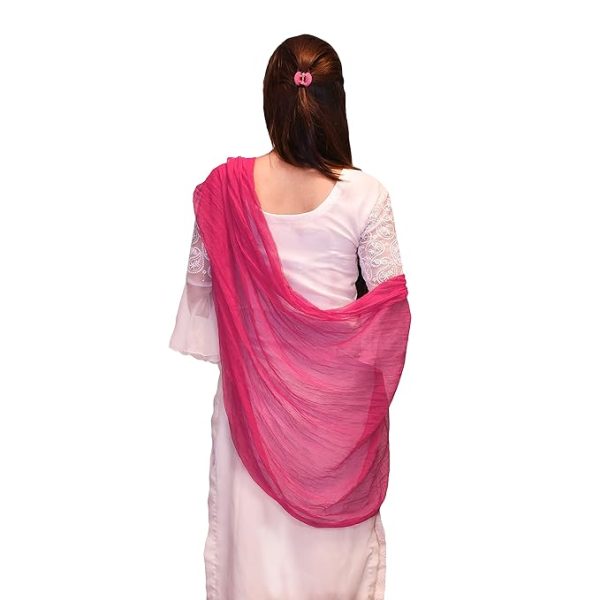 Drape N Don Ethnic ENDLESSTRENDZPlain Chiffon Fancy Dupatta/Chunni for Women (Pink) - Image 4