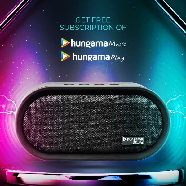 Hungama HiLife Groove 101 5Wx2 Bluetooth, Upto 20 Hours Non-Stop Playtime Micro USB Portable Speaker (Black) get 1 Year Subscription of Hungama Play & Hungama Music - Image 3