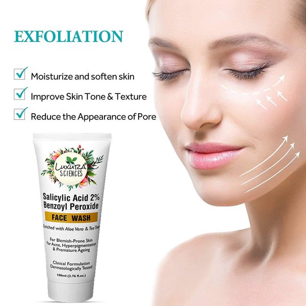 Luxura Sciences Salicylic Acid 2% Face Wash with Niacinamide, Aloe Vera & Tea Tree: 100ml - Image 7