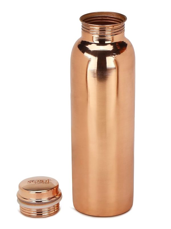 SWARG KITCHEN 950 Ml Copper Water Bottle (100% Pure Copper Bottle) | BPA Free Water Bottle with Anti Oxidant Properties of Copper - Pack of 1 Plain textured - Image 5