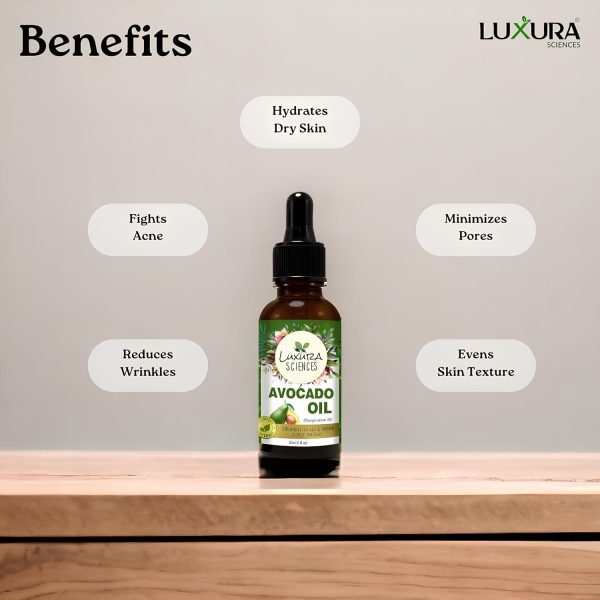 Luxura Sciences Avocado Oil - Deep Tissue Moisturizer for Hair Face & Skin - Rich in Retinol & Vitamin E to Reduce Wrinkles - Supports Skin Rejuvenation & Hair Growth (30 ML) - Image 2