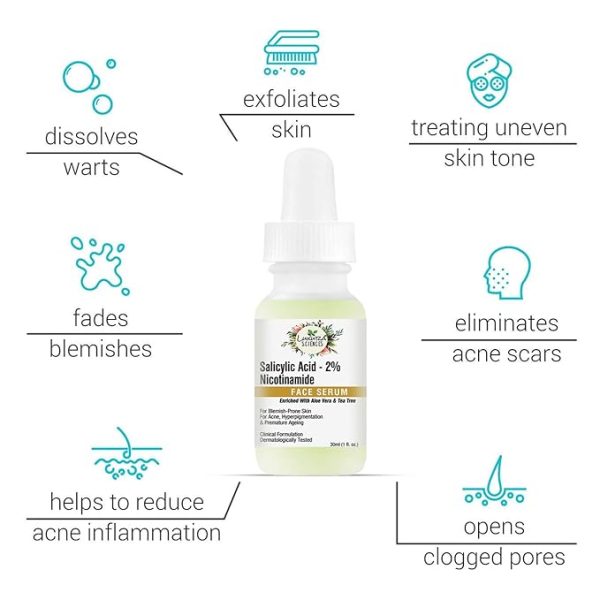 Luxura Sciences Salicylic Acid 2% Face Serum, Niacinamide Serum 30ml - Mild Exfoliant - Pore Reduction, Oil Control, and Acne Spot Treatment | Improves Skin Elasticity and Reduces Fine Lines - Image 5